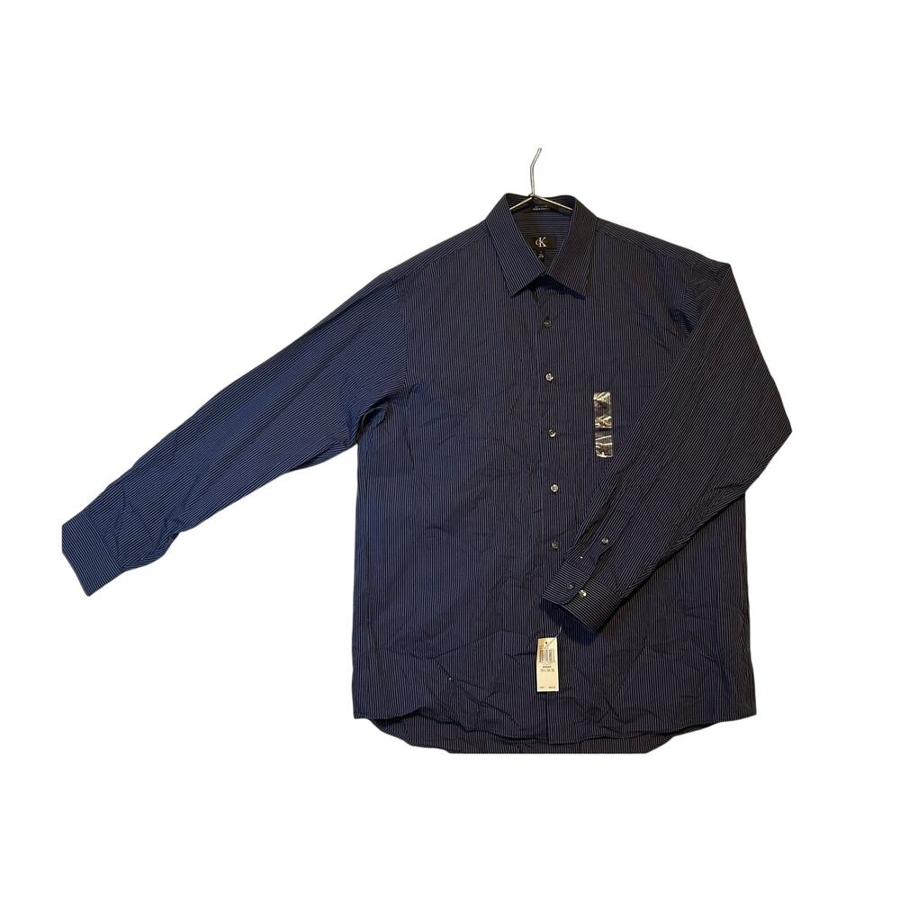 Calvin Klein Men Dark Blue Long Sleeve Shirt Size 16 1/2 34-35